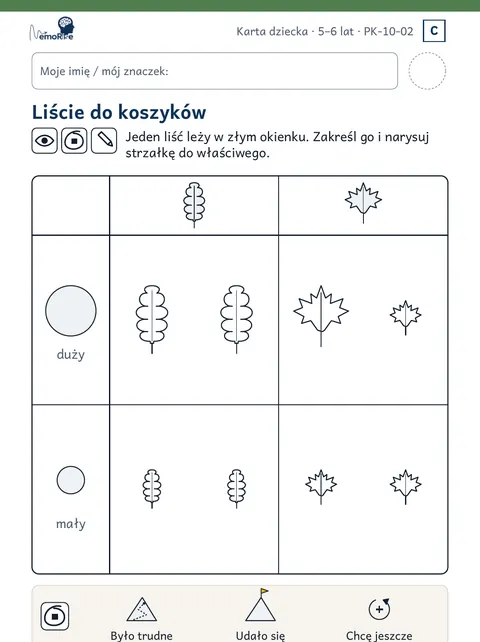 Karta dziecka PK-10-02 „Liście do koszyków”, stopień C